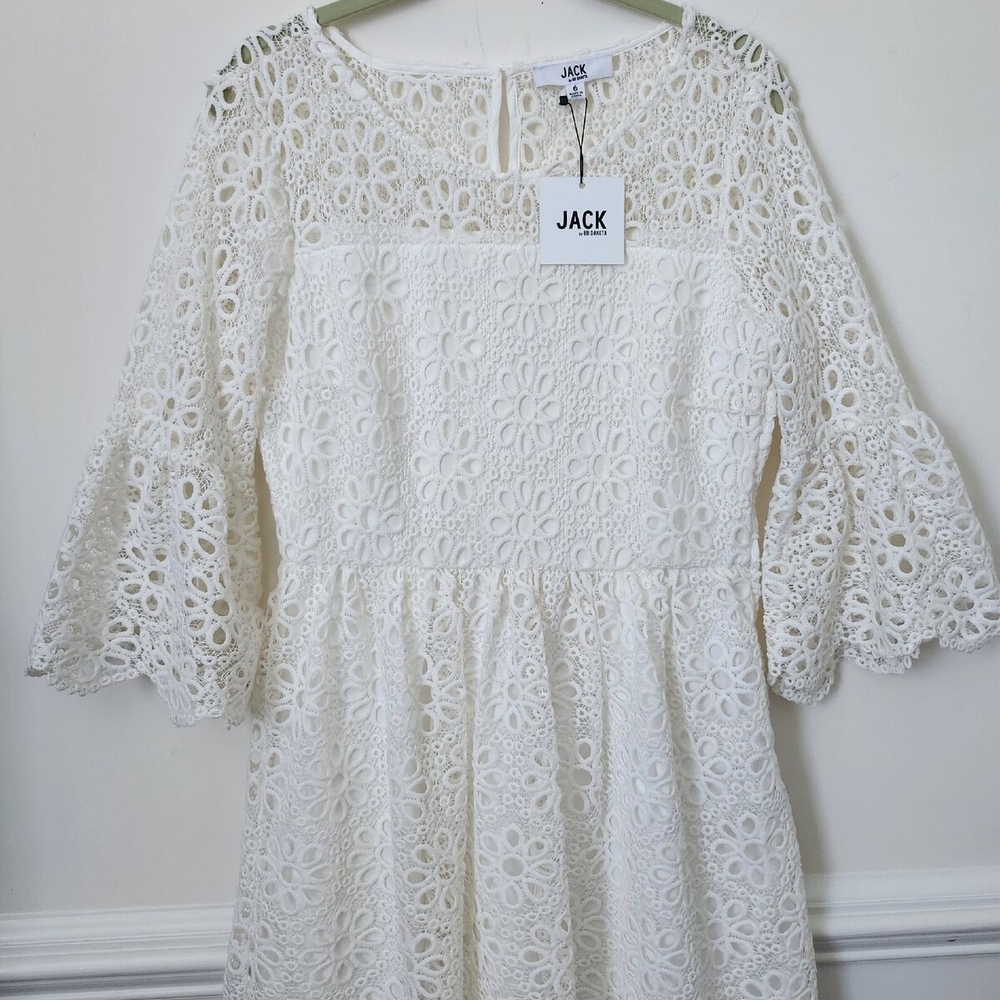 Jack by BB Dakota White Lace Long Sleeve Dress